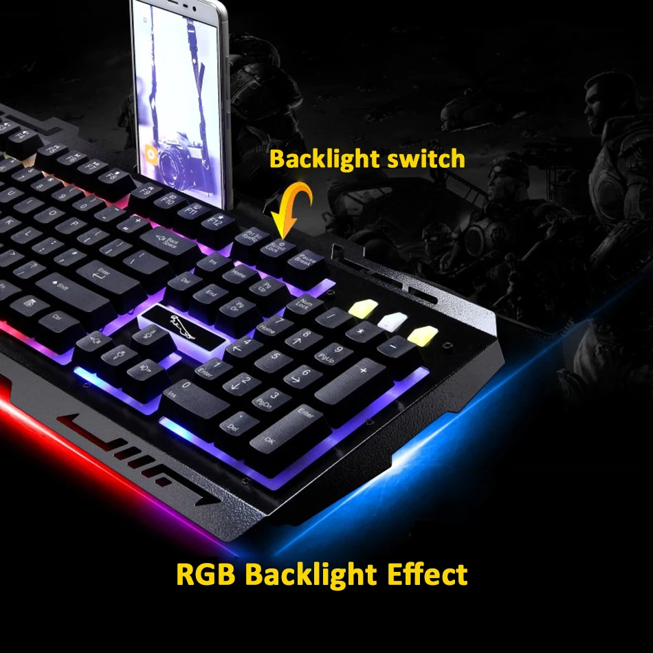 USB Проводная игровая клавиатура 104 клавиш RGB подсветка механическое чувство