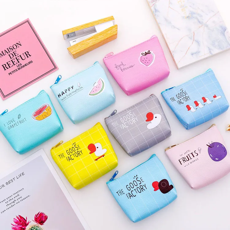 Мини кошелек из искусственной кожи с милыми гусиными фруктами/Модная сумка для