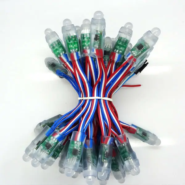 addressable rgb full color digital 12mm WS2811 led pixel string light Round shape 50pcs/string Waterproof IP68 DC5V input | Лампы и