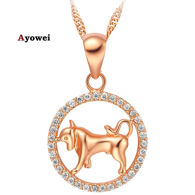 Ayowei 12 созвездий круглый дизайн Телец блестящий желтый золотой тон модное