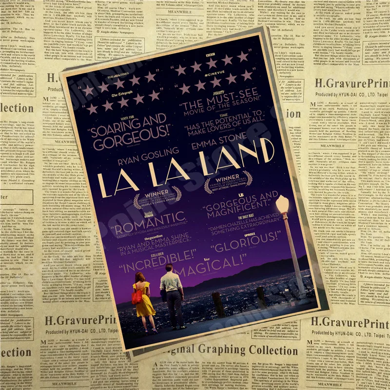LA LAND фильм ретро крафт-бумага плакат ретро художественные изделия для стен Стикеры гостиной краски бар кафе