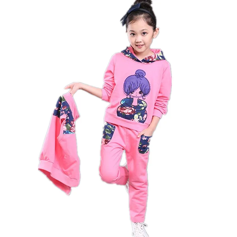 Осенний жилет с капюшоном для девочек Комплекты со штанами Ropa Детская одежда