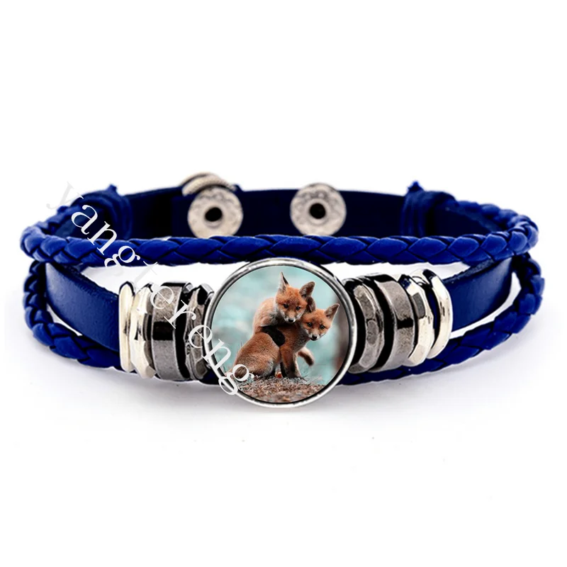 Регулируемый браслет металлический Ретро Синий Кожаный Браслет Регулировка 18 мм