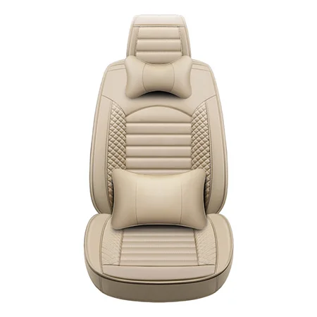 Beige Luxury Спереди и сзади) мультфильм кожаный универсальное автокресло крышка для Toyota Corolla Camry Rav4 Auris Prius Yalis Avensis внедорожник авто аксессуары - Название цвета: Beige Luxury