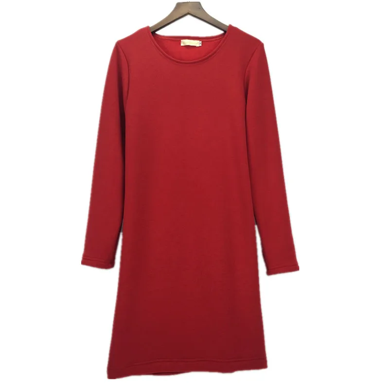 2020 женское осеннее платье с длинным рукавом зимнее теплое хлопковое облегающее