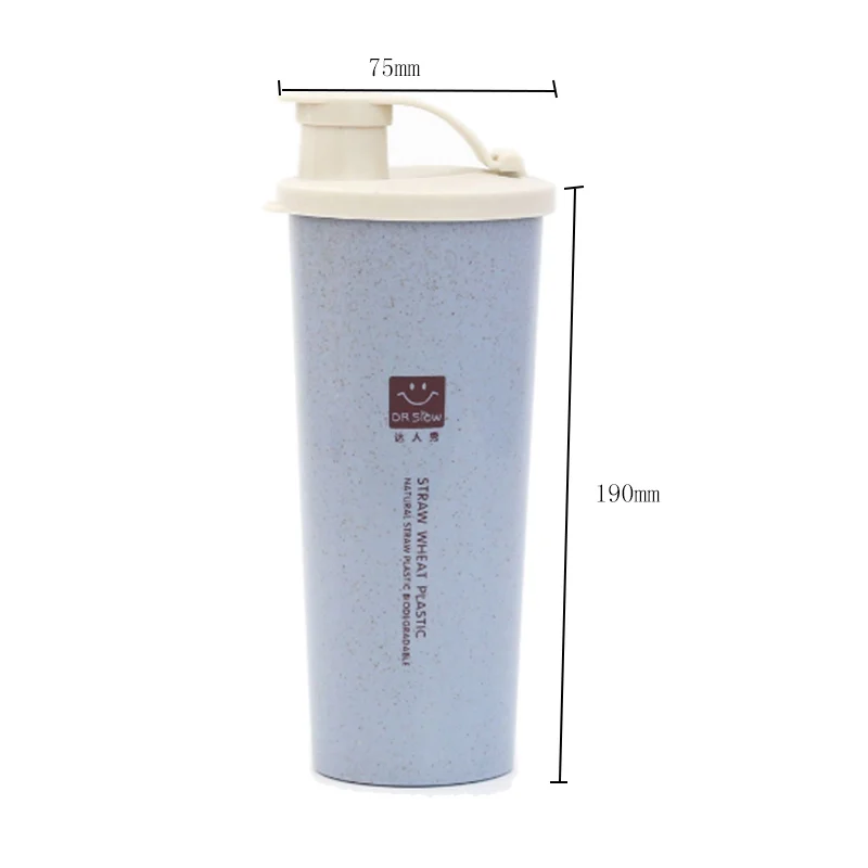 450ml blue 300/450 мл Путешествия Кофе Чай портативные бутылки для воды Пшеничная солома Однослойная бутылка протеиновый порошок бутылка воды окружающей среды - Цвет: 450ml blue