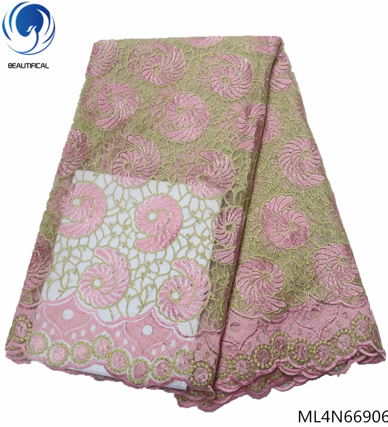 

BEAUTIFICAL african lace fabrics 2019 Latest design women dress nigerian lace fabric 5yards/lot tulle lace fabric ML4N669