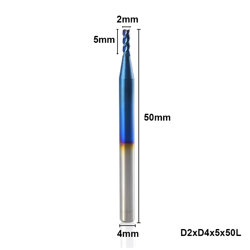 2XD4X5X50L 1pc 1-12mm 3 Flutes End Mill for Aluminum Cutting Nano Blue Coating CNC Router Bit Carbide End Mill End Milling Cutter - Длина режущей кромки: 2XD4X5X50L