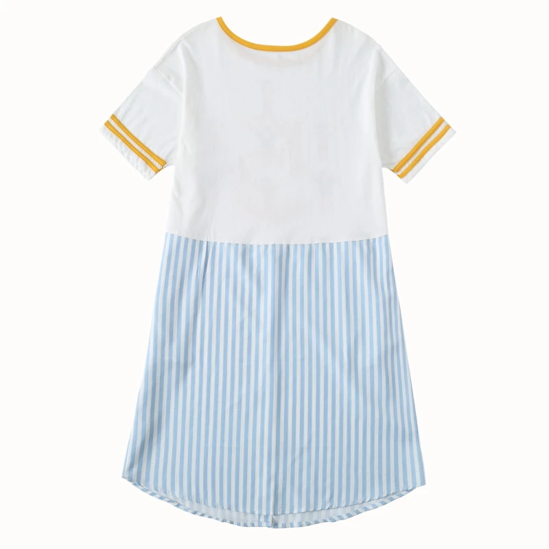 Женское платье в полоску Хлопковое с коротким рукавом шифоновое принтом |