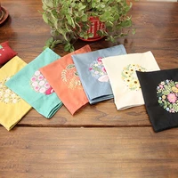 diy ribbon flowers embroidery handkerchief set with hoop for beginner needlework kits cross stitch series arts sewing crafts
