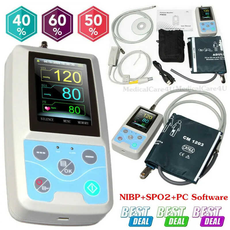 CE ICU Vital Signs монитор пациентов NIBP SPO2 Частота пульса с ПК программное обеспечение
