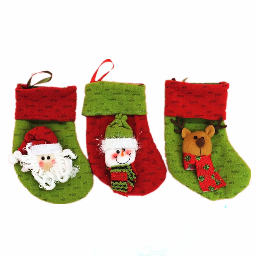 Новогодние рождественские носки 3 шт./лот упаковочное украшение для елки