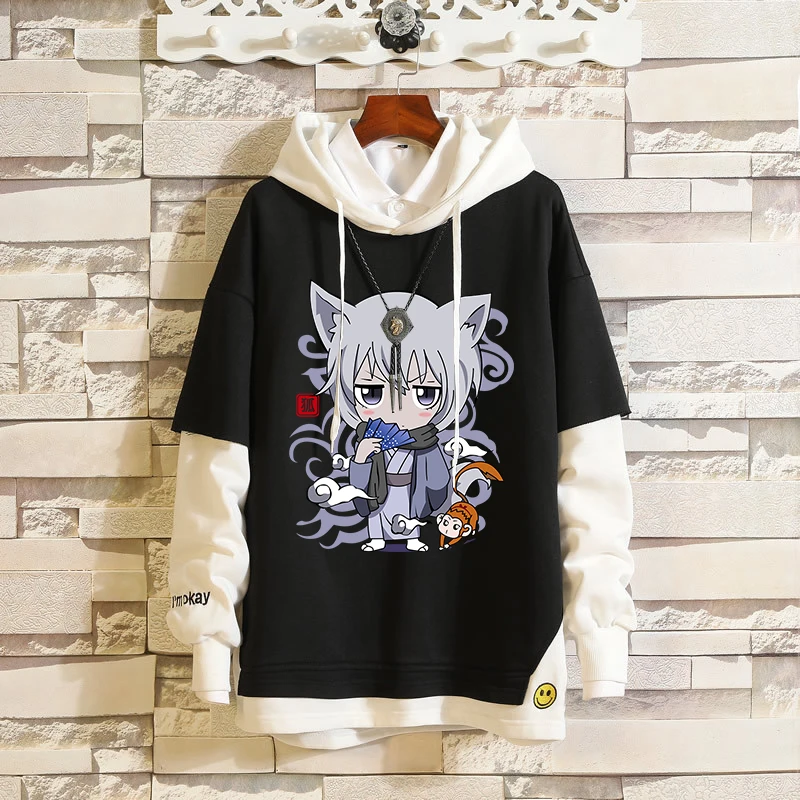 Аниме Kamisama Love Kiss Tomoe поддельные два предмета толстовки пуловер с капюшоном свитер контрастные рукава Хип-Хоп Уличная