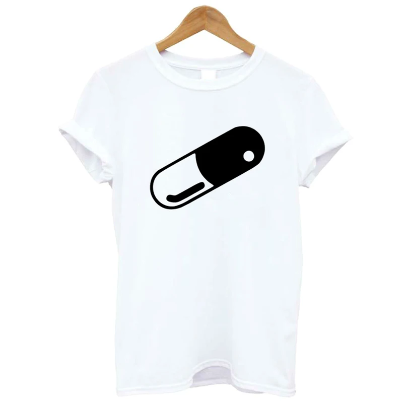 ONSEME Cold Medicine Pill t shirt women tshirts with print Cotton Casual Funny tshirt Campus Style Comfortable Girls Tops Q-217 |