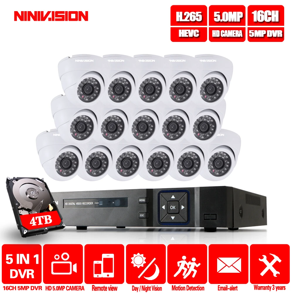 Система видеонаблюдения H.265 + 5MP Ultra HD 16CH DVR домашняя система 16 шт. комнатная и