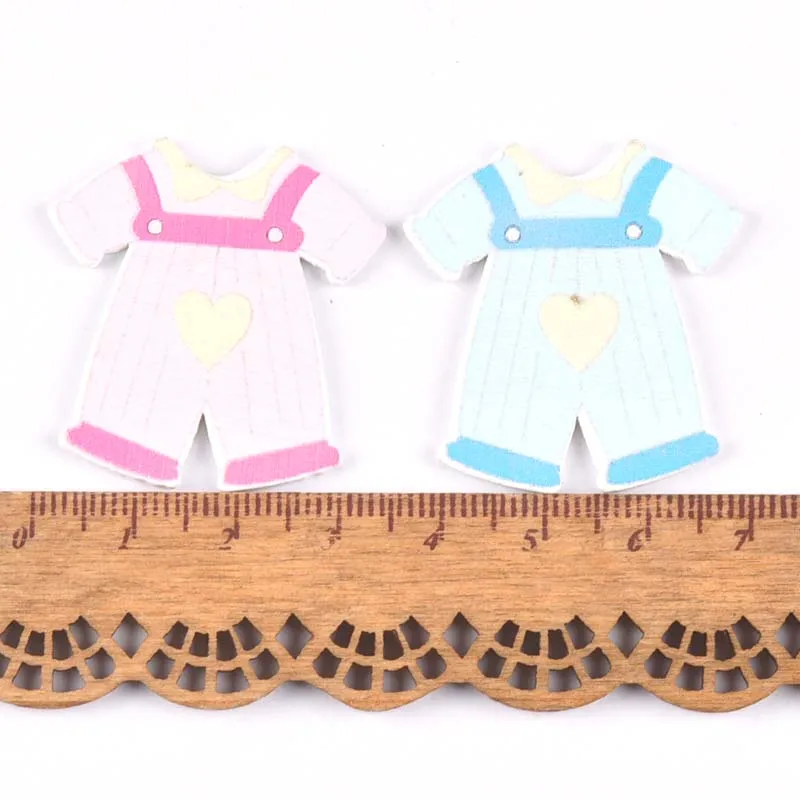 blue/pink baby cloth painting Wood Scrapbooking Craft for party birthday decoration ornament 20pcs 33x35mm MT1875 | Дом и сад