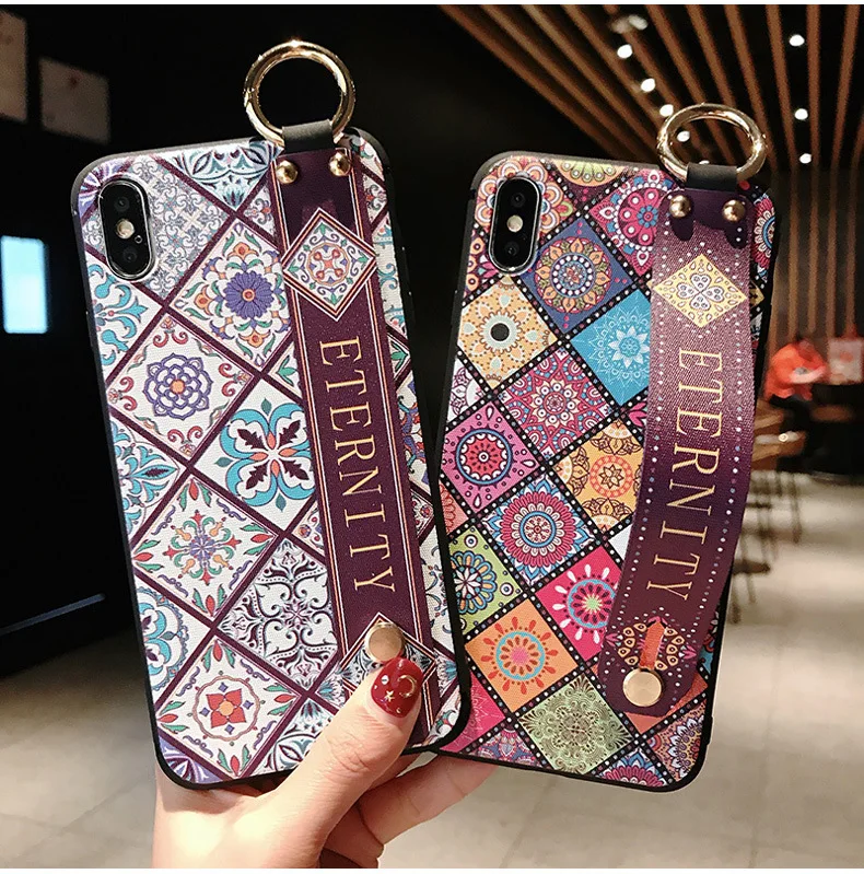 Мягкий чехол для телефона из ТПУ с ремешком на запястье Xiaomi Redmi Note 7 pro mi 8 9 SE A2 X 2 S 3D