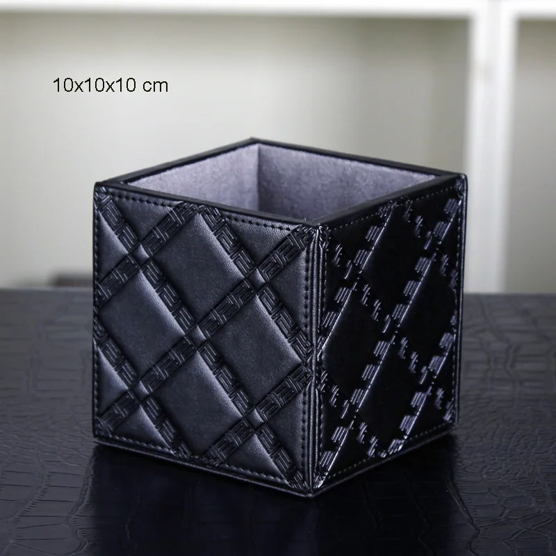 Деревянный Настольный держатель для ручек и карандашей из искусственной кожи