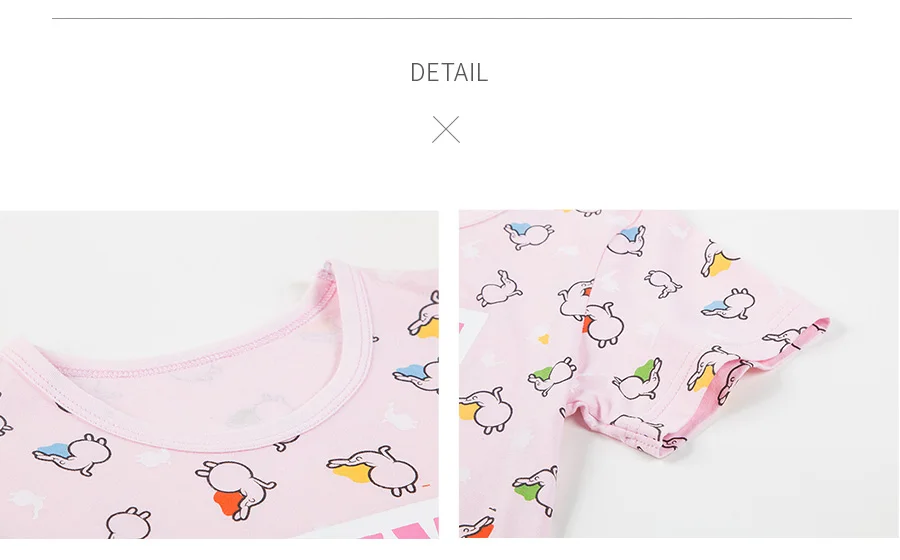 THREEGUN Nightgown Children Clothing Summer Girls Baby Dresses Pajamas Cartoon Tuzki Cotton Nightdress Kids Home Sleepwear