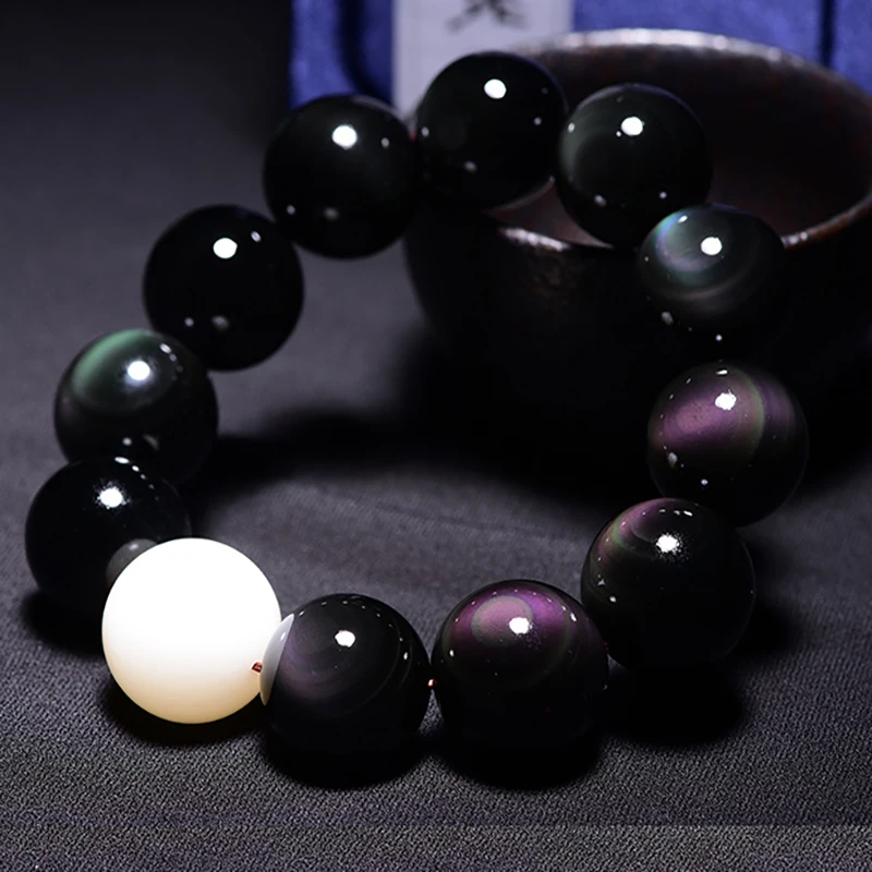 Браслет Obsidian с белыми ракушками для мужчин и женщин пары хрустальные браслеты