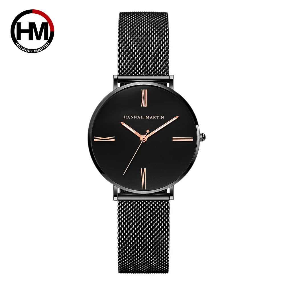 

Hannah Martin Luxury Women Watches Fashion Ladies Watch Magnet Mesh Steel Strap Japanese Movement Quartz Wristwatch Clock Gifts