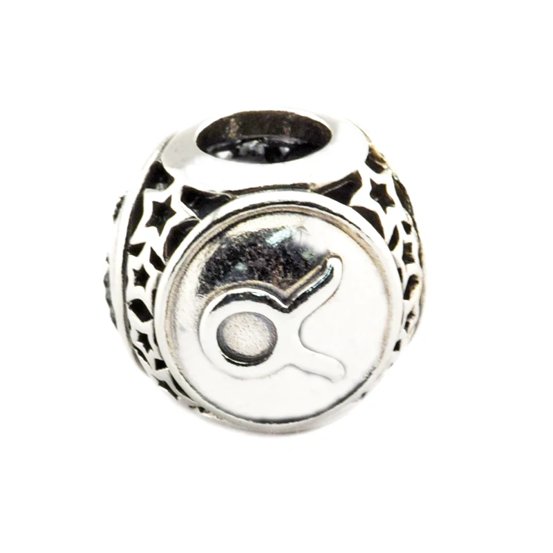 Горячая Распродажа Телец Знак зодиака кулон шарма бусины 100% 925 пробы серебро