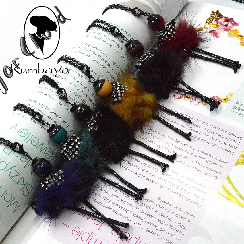 Зимние Лидер продаж! Милые шерстяного меха платье Кукольное ожерелье с