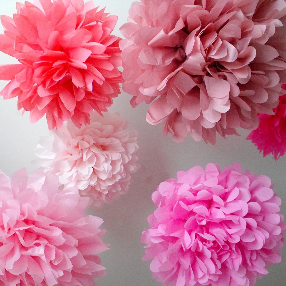 

6pcs 15/20cm Hanging Tissue Paper Pom Pom Flowers Ball Wedding Decoration for Birthday Baby Shower Home Party Decor Supplies