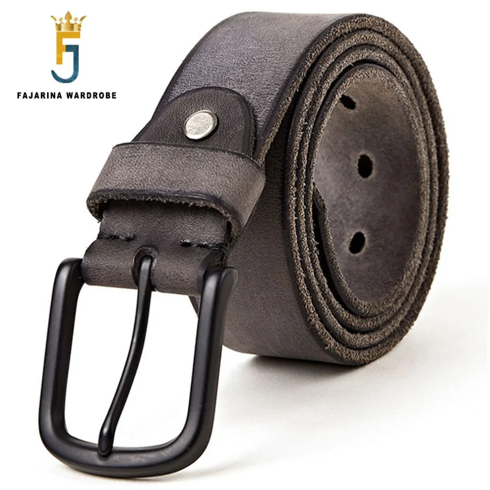 FAJARINA Men's Quality 100% Pure Genuine Leather Pin Buckle Belts for Men Leather Man Men's Retro 38mm Width Belt Male N17FJ285
