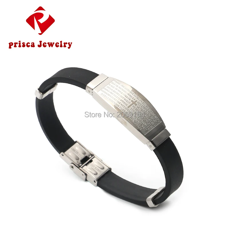 Золотой Силиконовый браслет с крестом мужские ювелирные изделия модный