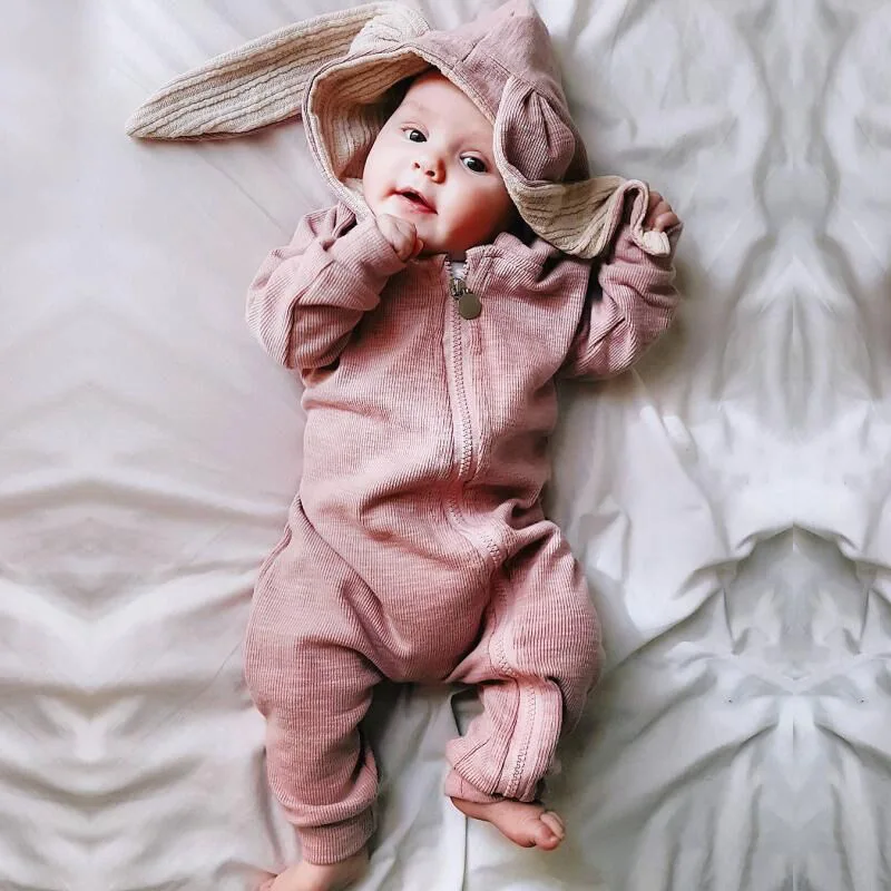 

Winter Baby Romper Fleece Jumpsuit Snow Wear Snowsuit Cute Infant Clothing Rompers Warm Rabbit Ear Newborn Boys Grisl Clothes