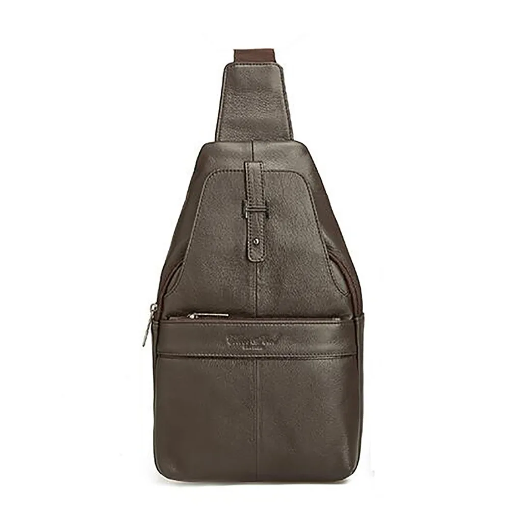 Мужская нагрудная Сумка слинг из 100% натуральной кожи повседневная винтажная