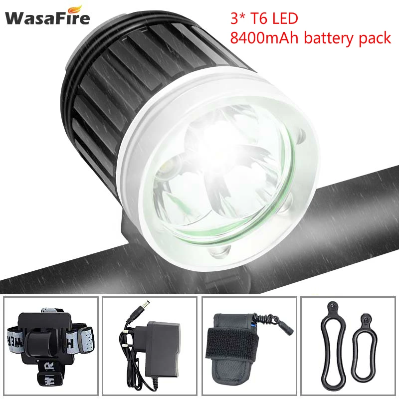 

Водонепроницаемый 8400 лм 3 * T6 светодиодный фокусирующий велосипедный фонарь с перезаряжаемой батареей мА/ч велосипедный передний фонарь ве...