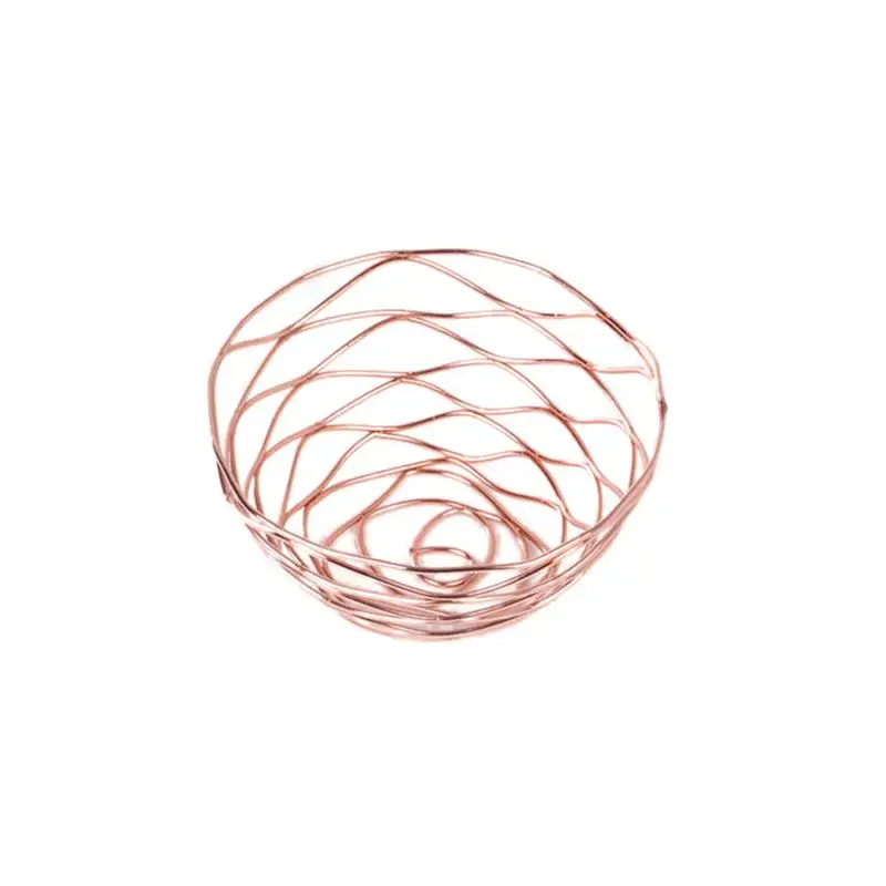 Rose Gold Железная корзина для хранения в скандинавском стиле модная фруктовая чаша Золотая Роза металлическая корзина хлебная корзина# YW - Цвет: Rose Gold