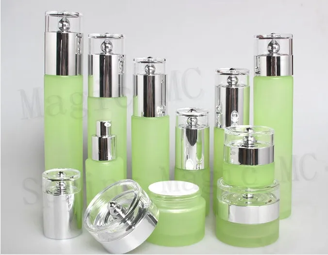 100ML Frosted/White/Green/Blue Glass Bottles With Plastic Stopper Silver Lid For Water/Cleaning/Moisturizing Cosmetic Containe | Красота и
