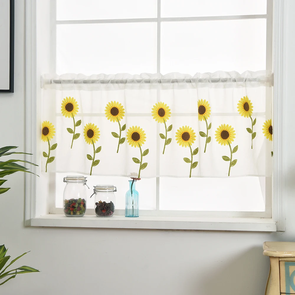 1 шт. ромашка тюль окно римская занавеска вышитая прозрачная для кухни гостиной