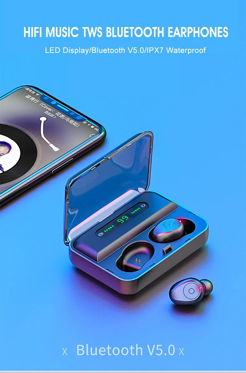 F9 5 TWS Беспроводные Bluetooth 0 наушники мини невидимые 8D стерео гарнитура с