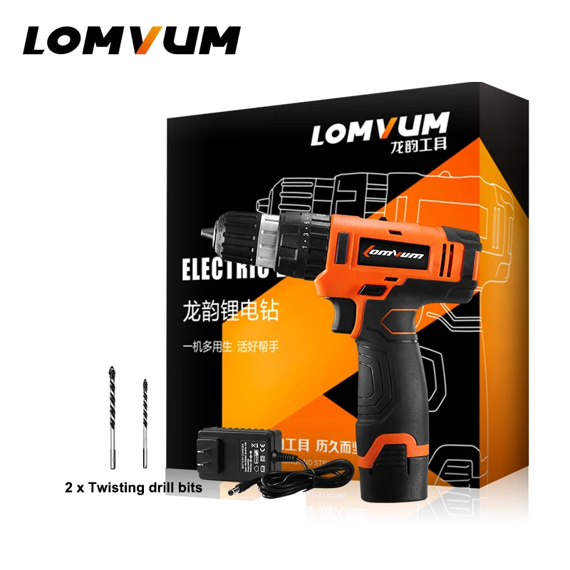LOMVUM электрическая ST дрель шуруповерт аккумуляторная отвертка инструмент ударные Аккумуляторные дрели 2 литий-ионных аккумулятора Винт роторный инструмент