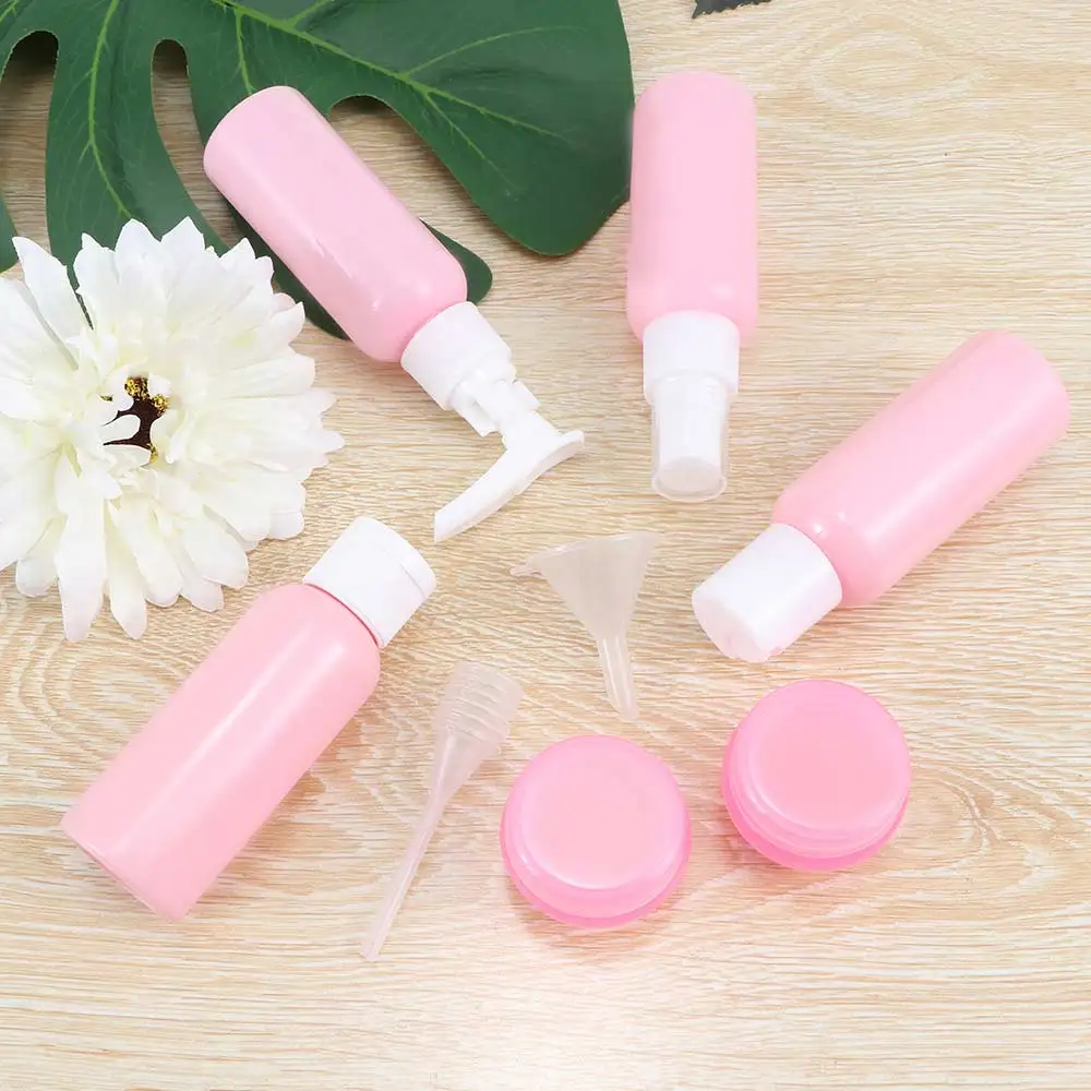 8pcs Travel Refillable Bottles Set Plastic Bottle Spray Lotion Shampoo Cosmetic PET Sub-bottle Portable Container Bot | Красота и
