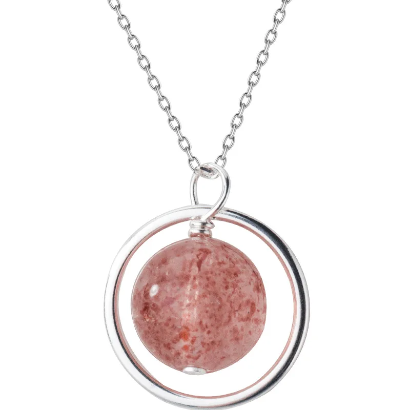 

MloveAcc Sweet Crystal Strawberry Pendant Necklace Real 925 Sterling Silver Jewelry Fashion Necklace Gift