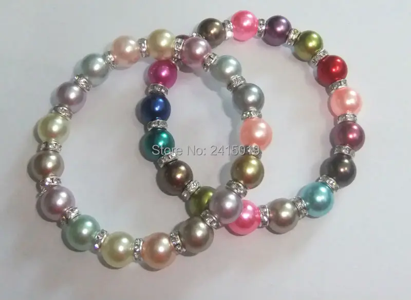 12x новые очаровательные девушки эластичные перламутровые браслеты из бисера в