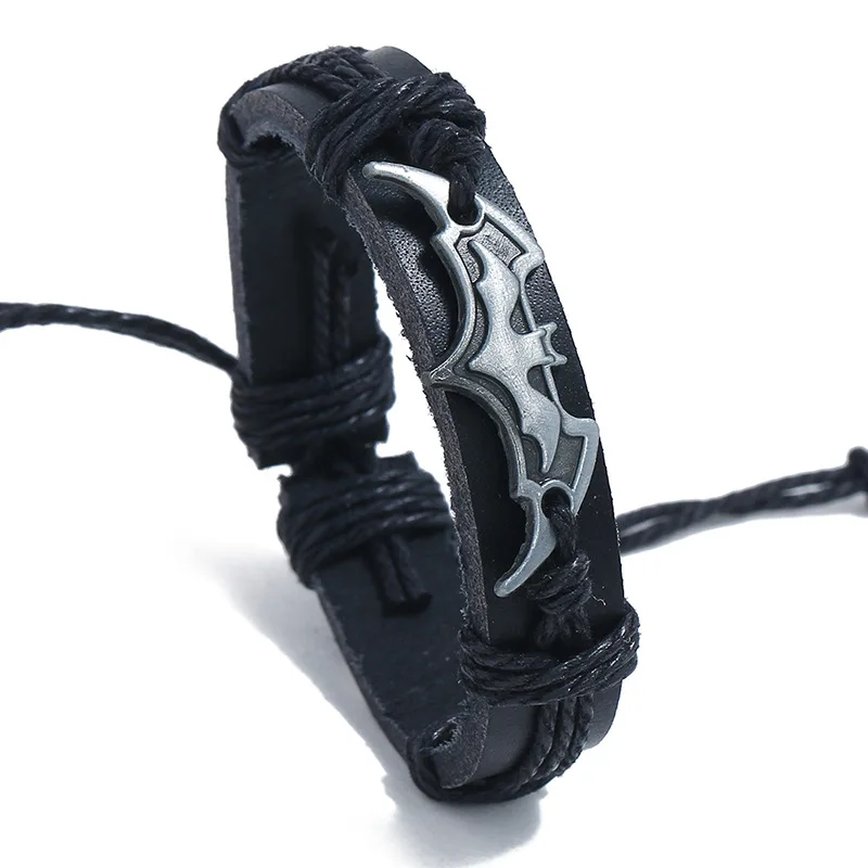 Оригинальный винтажный Модный унисекс кожаный браслет с летучей мышью вечерние