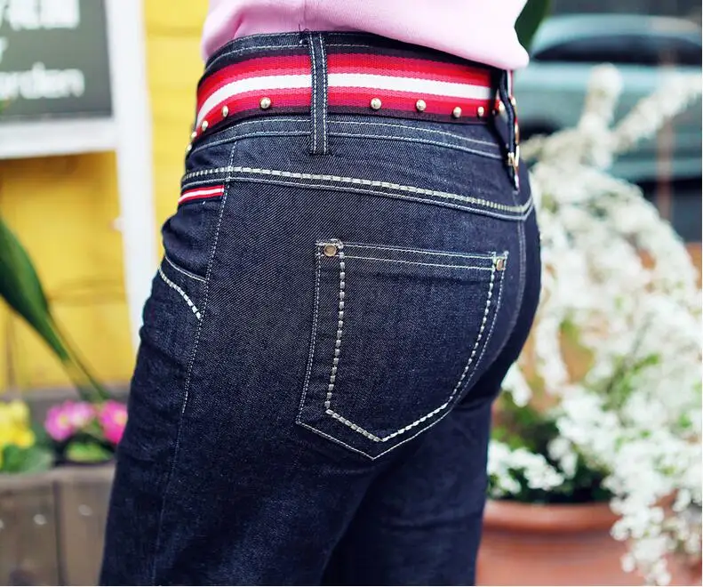 2017 new autumn and winter Fashion casual cotton plus size straight blue female women girls jeans clothes 79114 |