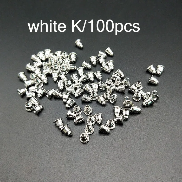 white K 100pcs DIY ювелирные аксессуары ‒ серёжки 30 шт Металлические серьги-гвоздики мяч иглы и 100 шт. пусеты для серёжек 100 шт. Открытый круг кольца для прыжков - Цвет: white K 100pcs