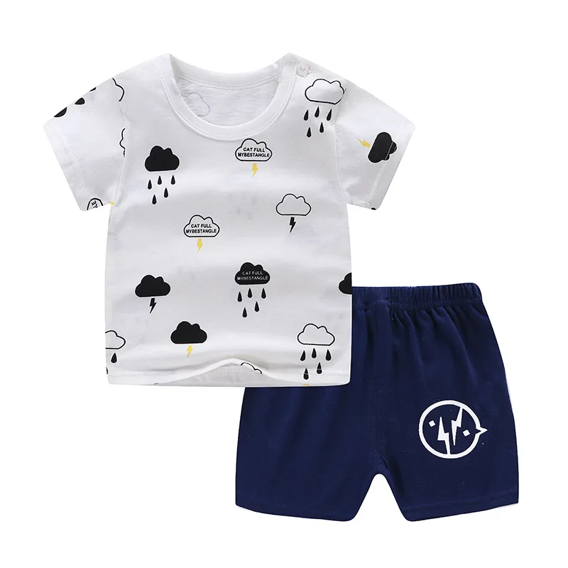2019 New Children's Suite Summer Cotton Baby Girls Boys Clothes Short Sleeved Shorts Two-piece Set Boutique Kids Clothing | Детская