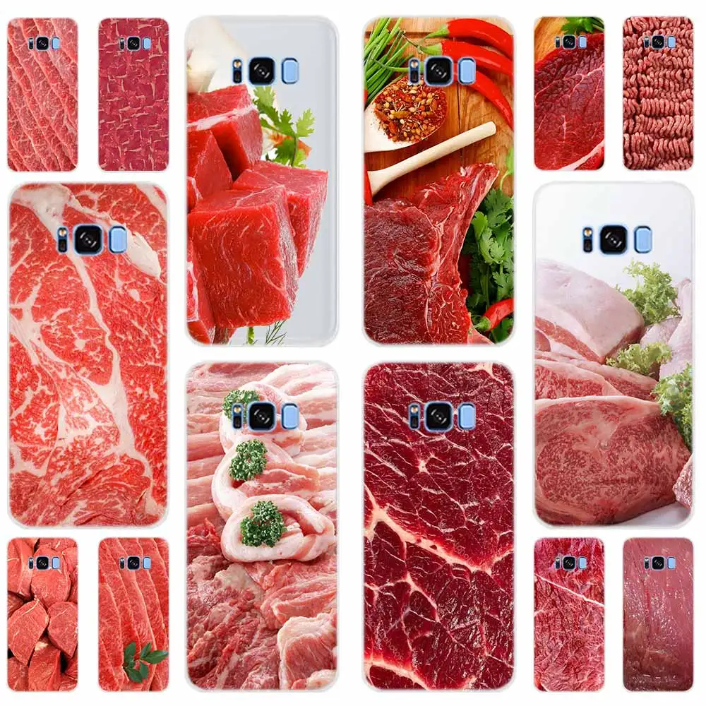 Свежего мяса на белая пластина Мягкая обложка для Samsung Galaxy S7 край S8 S9 S10 S11 S20 S21 рlus