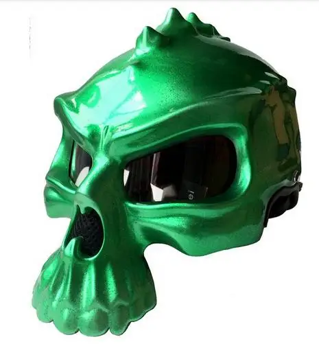 Green Masei CG489 Череп мотоциклетный шлем половина лица шлемы мотоцикл Capacetes Casco Ретро шлем - Цвет: Green