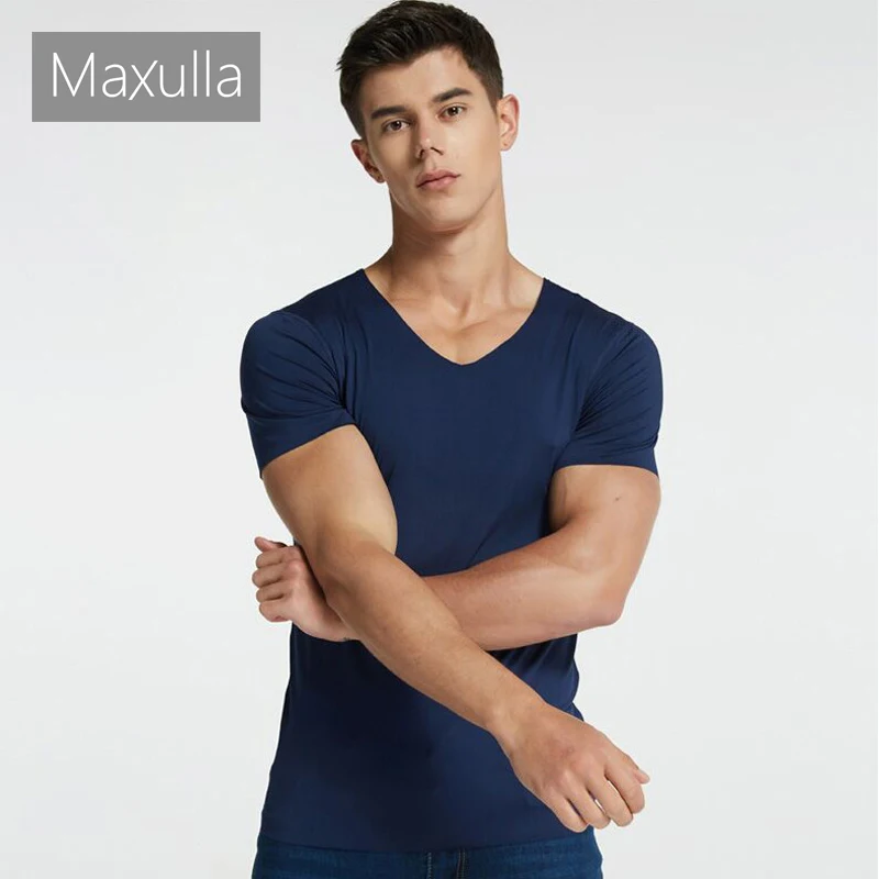 Maxulla Летняя мужская футболка модная Однотонная с коротким рукавом Простая