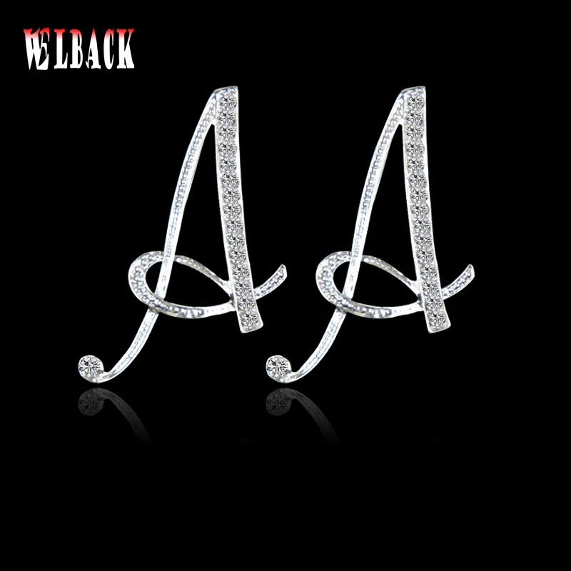 Женские серьги с буквами WELBACK серебряными кристаллами 26 дюймов|fashion stud earrings|stud
