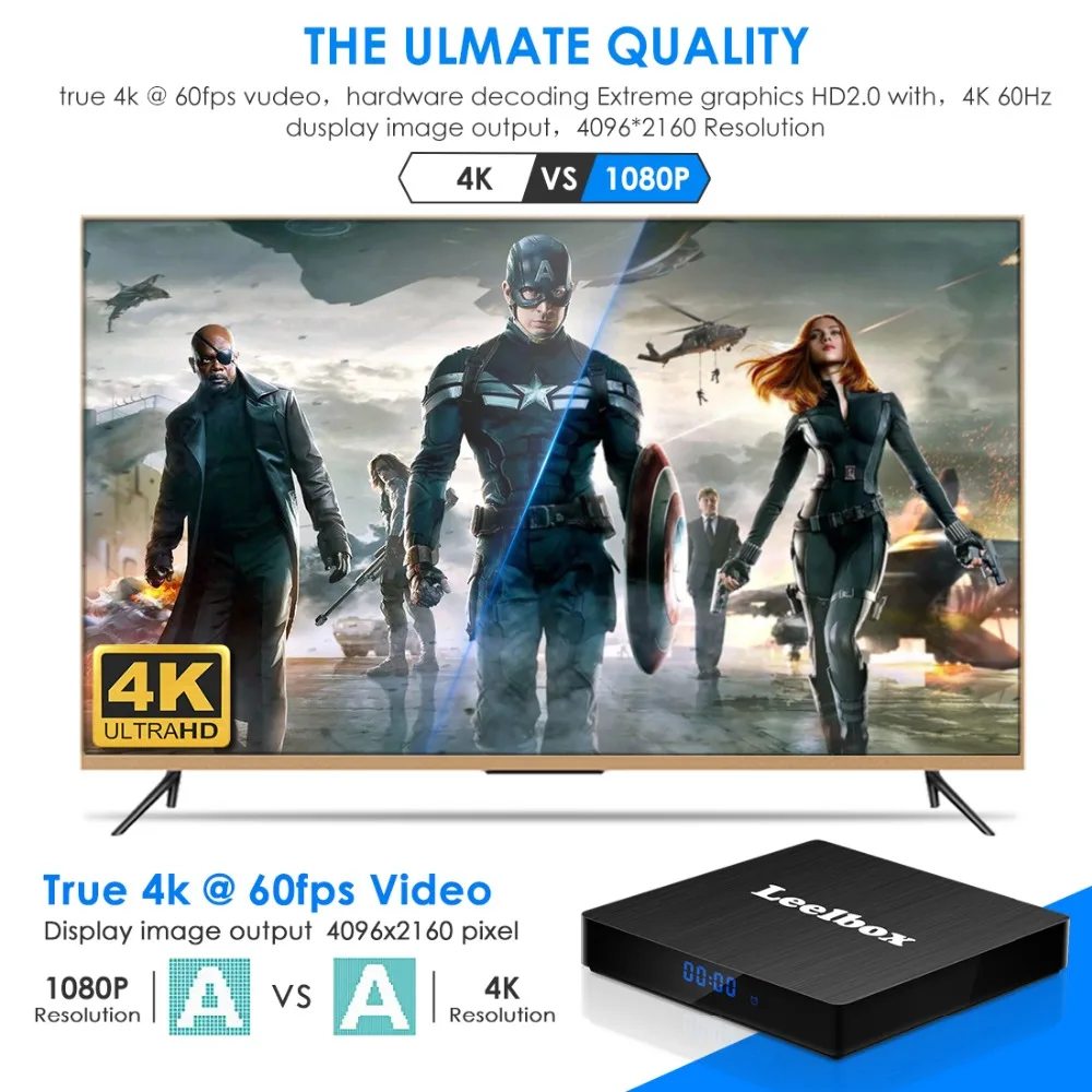 Leelbox Android 8.1 Smart TV BOX RK3229 4G DDR3 32G EMMC ROM Set Top Box 4K 3D H.265 Wifi media player Receiver play store | Электроника